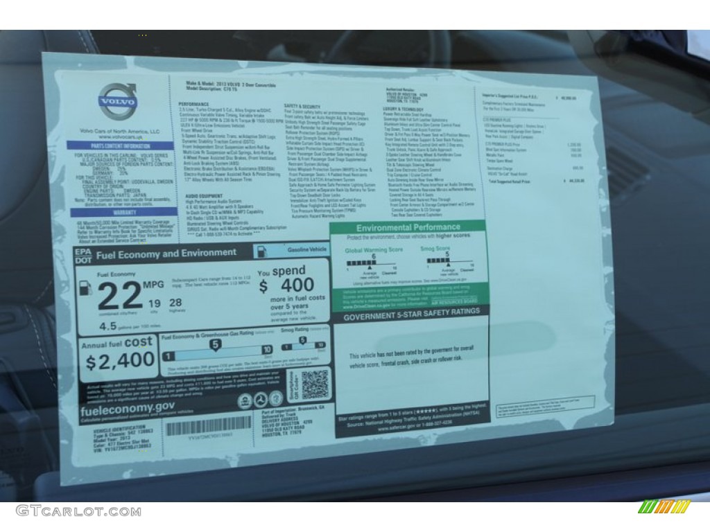 2013 C70 T5 - Electric Silver Metallic / Off Black photo #36