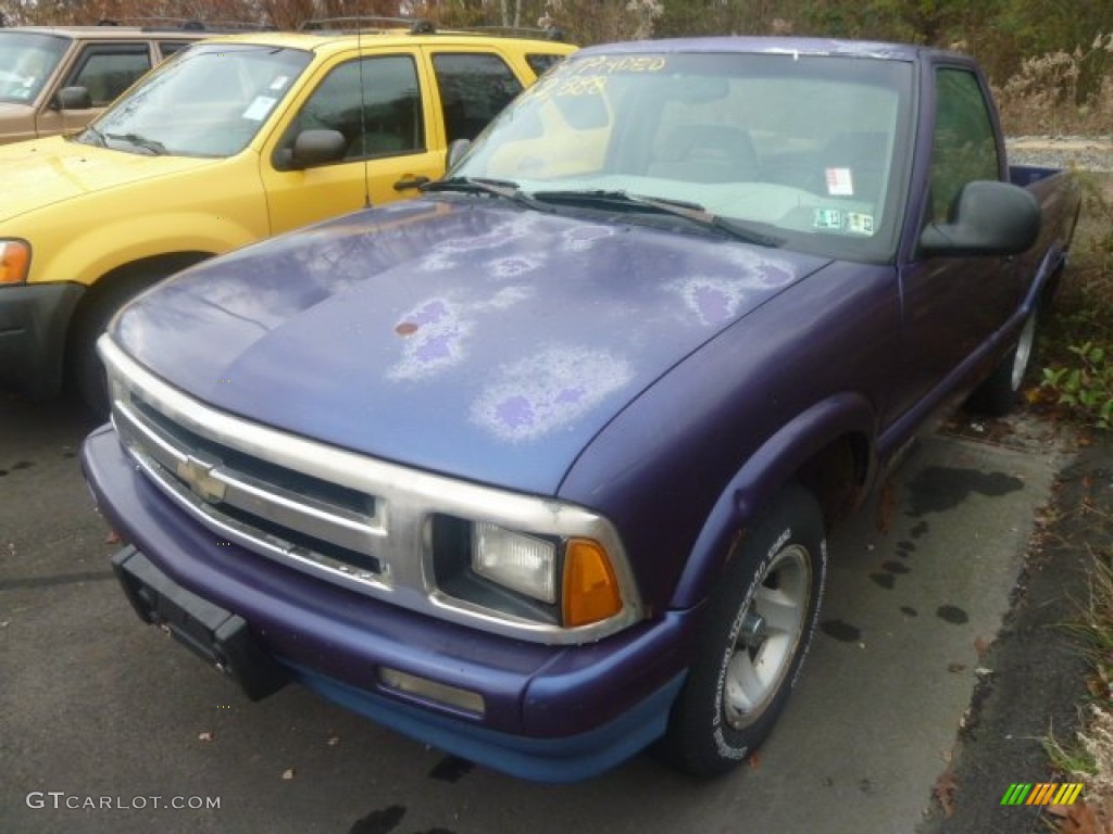1995 S10 LS Regular Cab - Radar Blue Metallic / Gray photo #3