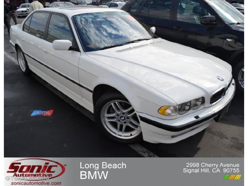 2001 7 Series 740iL Sedan - Alpine White / Oyster Beige/Navy Blue photo #1