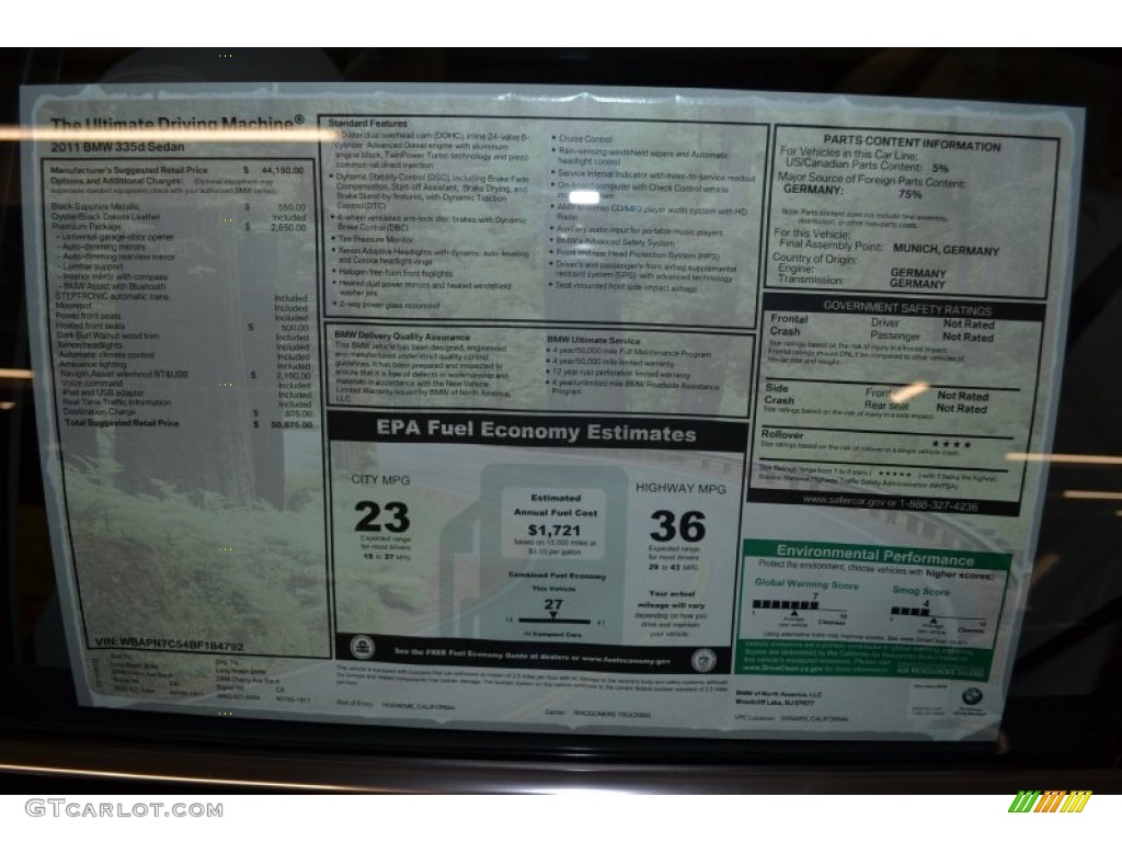 2011 3 Series 335d Sedan - Black Sapphire Metallic / Oyster/Black Dakota Leather photo #4