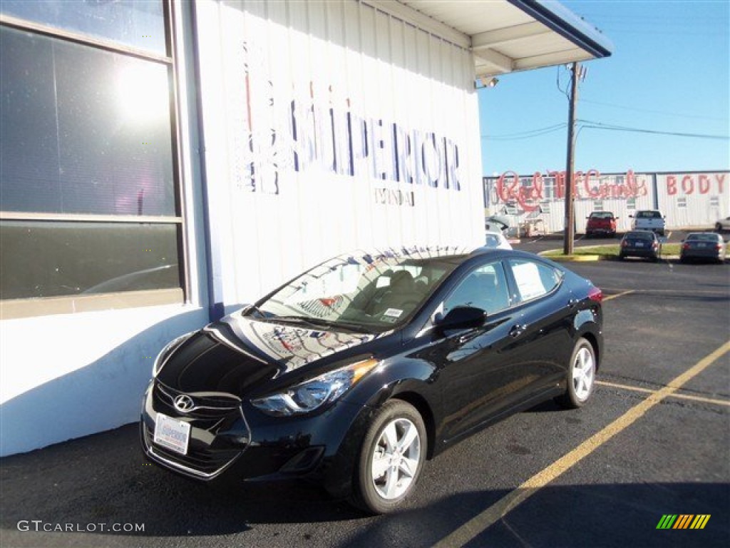 2013 Elantra GLS - Midnight Black / Beige photo #1
