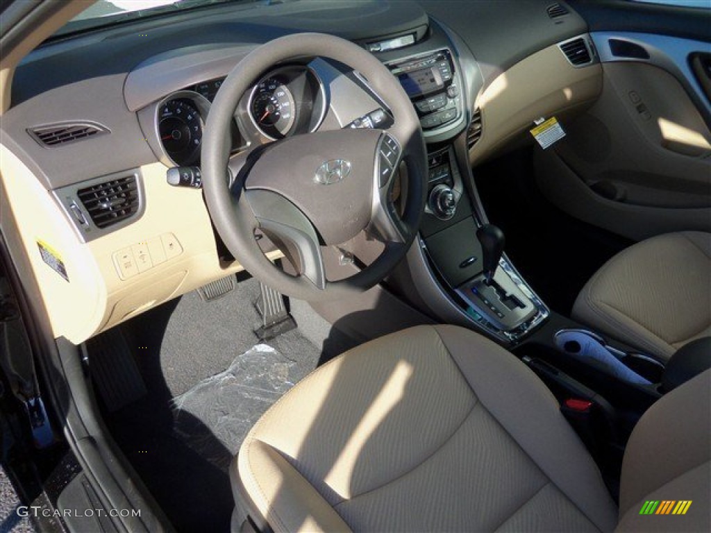2013 Elantra GLS - Midnight Black / Beige photo #8