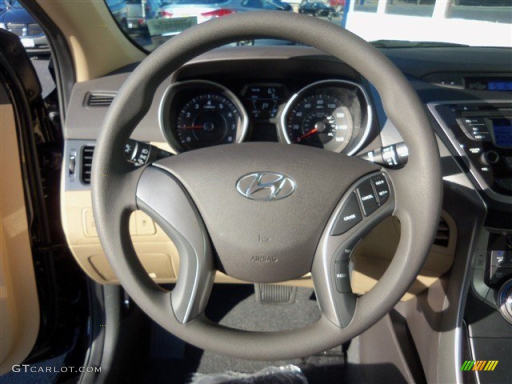 2013 Elantra GLS - Midnight Black / Beige photo #12