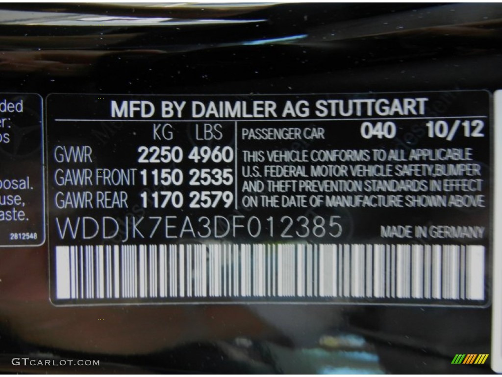 2013 SL Color Code 040 for Black Photo #73348653
