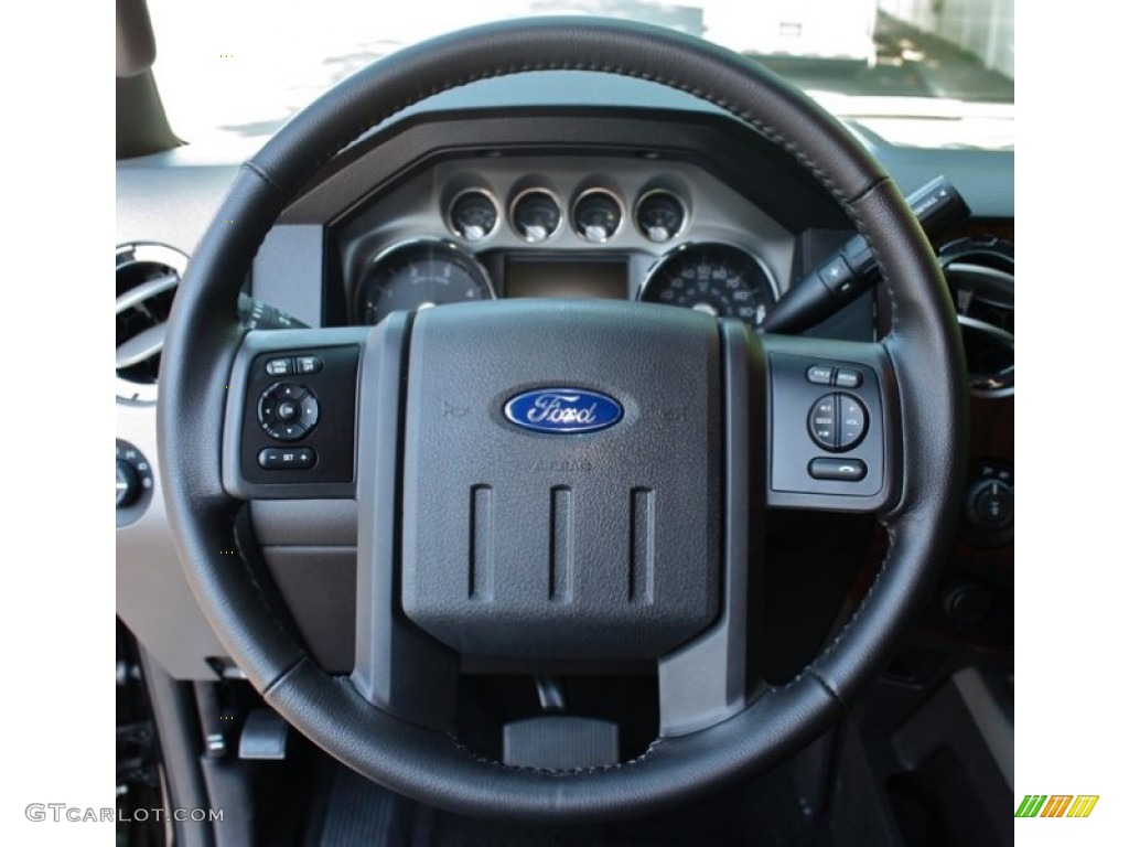 2012 Ford F250 Super Duty Lariat Crew Cab 4x4 Black Steering Wheel Photo #73361996