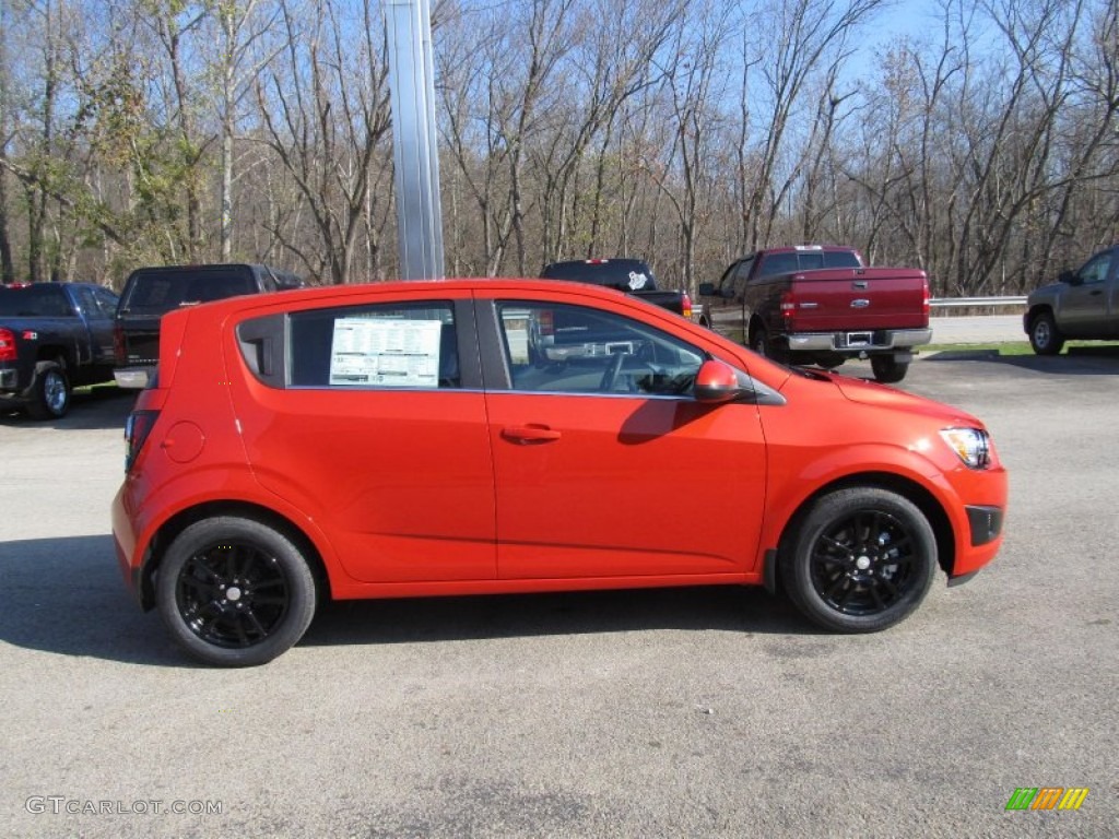 Inferno Orange Metallic 2013 Chevrolet Sonic LT Hatch Exterior Photo #73365383