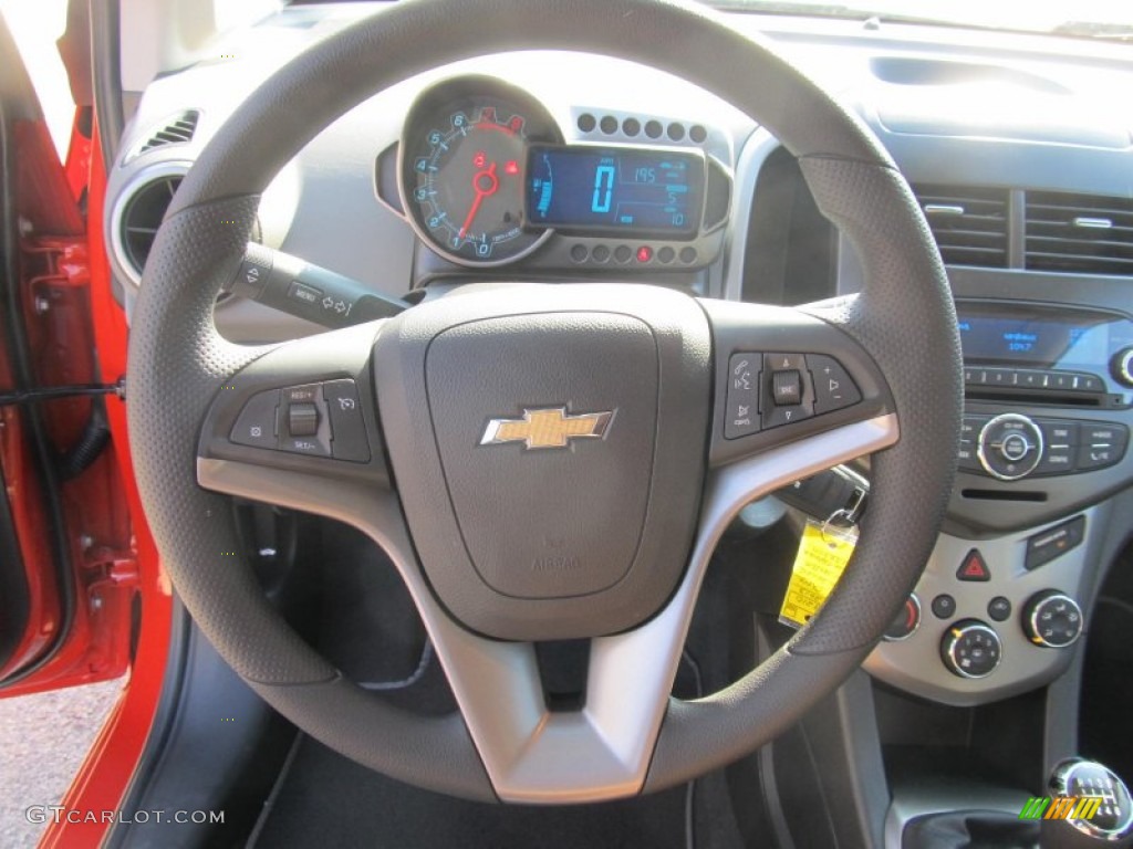 2013 Chevrolet Sonic LT Hatch Jet Black/Dark Titanium Steering Wheel Photo #73365527