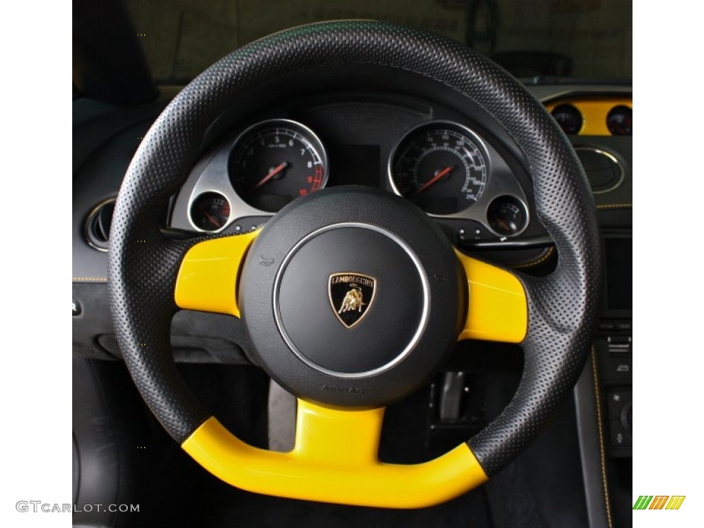 2008 Lamborghini Gallardo Spyder Nero Perseus Steering Wheel Photo #73366505