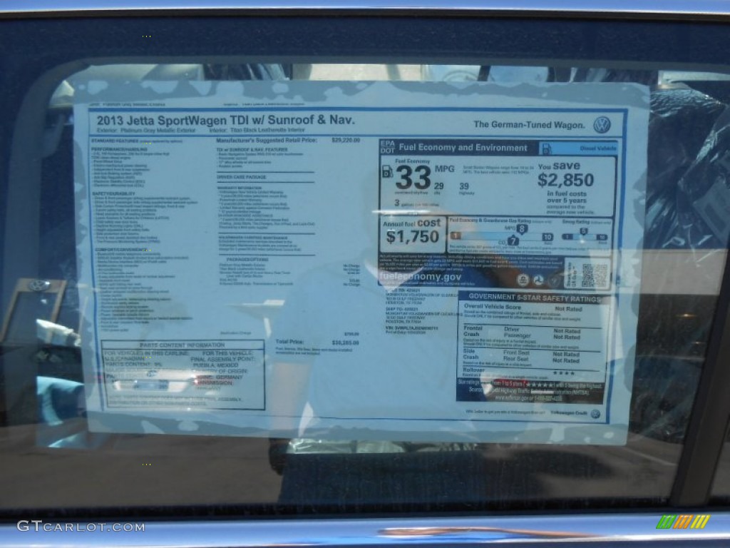 2013 Jetta TDI SportWagen - Platinum Gray Metallic / Titan Black photo #23