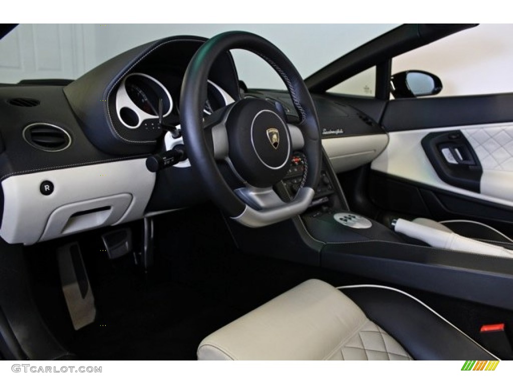 Nero Perseus/Bianco Polar Interior 2008 Lamborghini Gallardo Spyder Photo #73367282