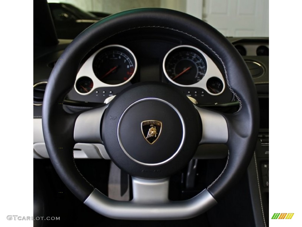 2008 Lamborghini Gallardo Spyder Nero Perseus/Bianco Polar Steering Wheel Photo #73367314