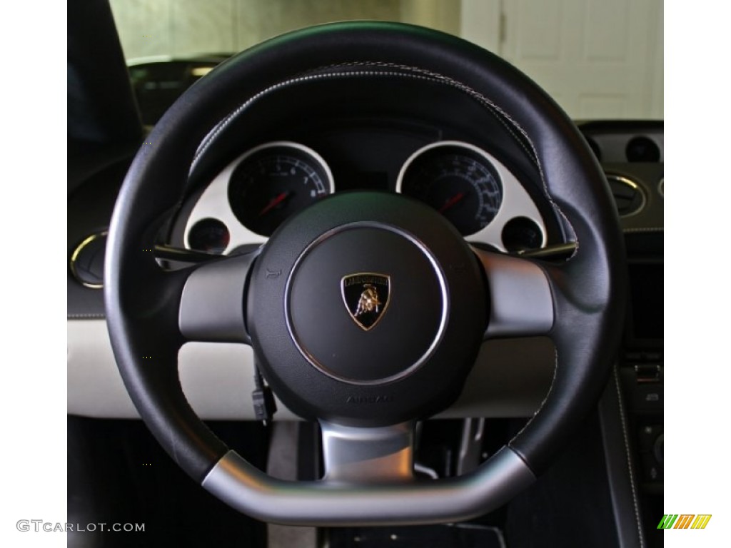 2007 Lamborghini Gallardo Nera E-Gear Nero Perseus/Bianco Polar Steering Wheel Photo #73368152