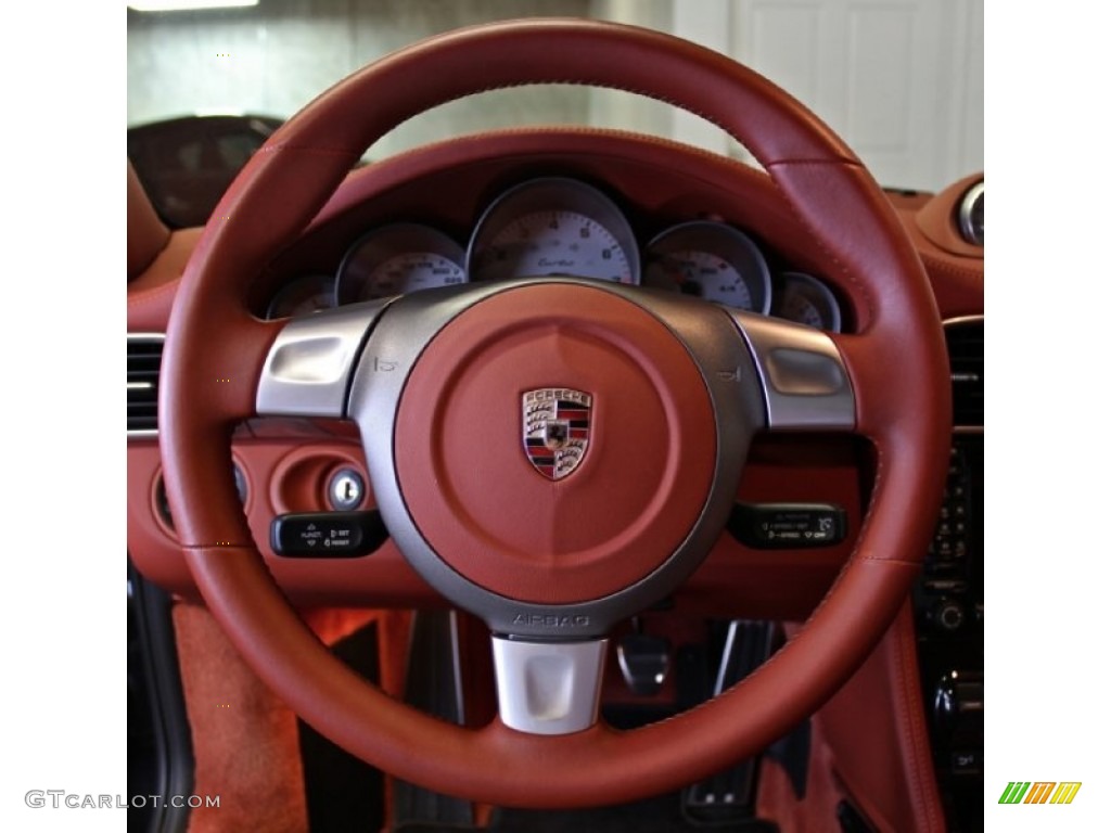 2007 Porsche 911 Turbo Coupe Terracotta Steering Wheel Photo #73371017