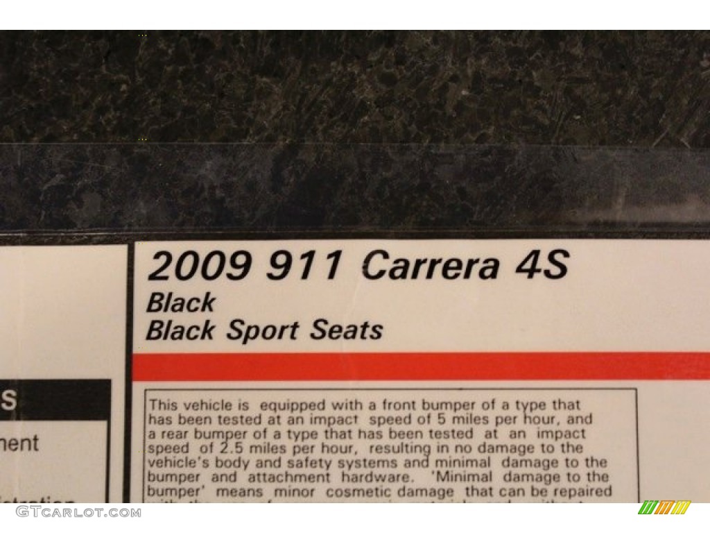 2009 Porsche 911 Carrera 4S Coupe Info Tag Photo #73373489