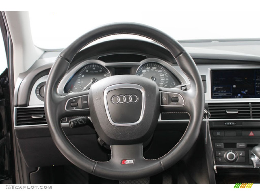 2010 Audi S6 5.2 quattro Sedan Black Steering Wheel Photo #73377953