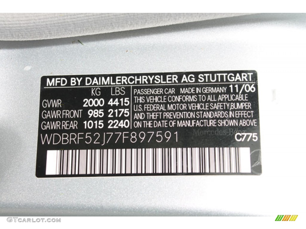 2007 C Color Code 775 for Iridium Silver Metallic Photo #73379009