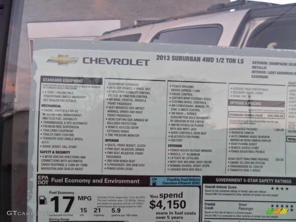 2013 Chevrolet Suburban LS 4x4 Window Sticker Photo #73382143