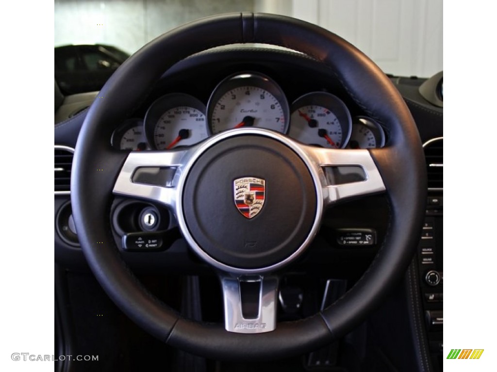 2012 Porsche 911 Turbo Cabriolet Black Steering Wheel Photo #73383398