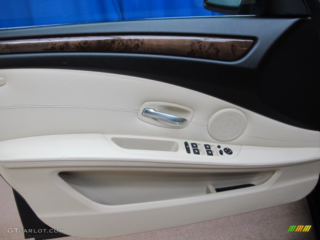 2009 5 Series 535xi Sedan - Monaco Blue Metallic / Cream Beige photo #40