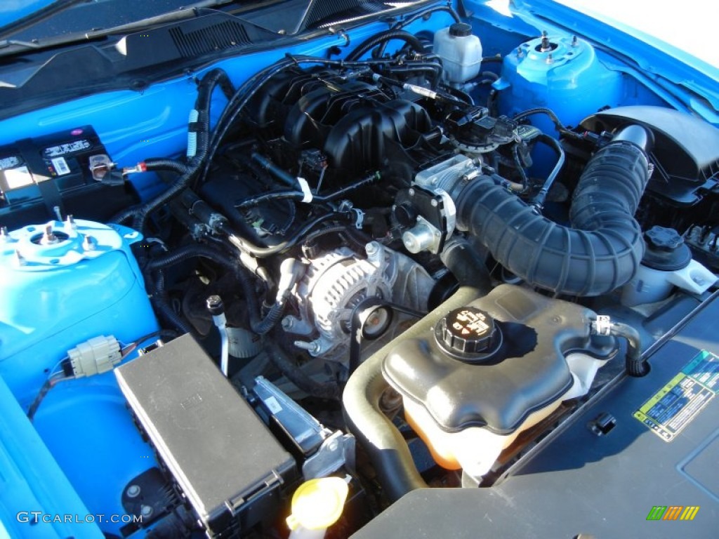 2010 Mustang V6 Coupe - Grabber Blue / Stone photo #23