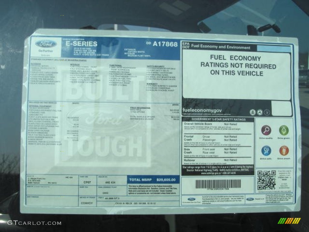 2013 Ford E Series Van E150 Cargo Window Sticker Photo #73392272