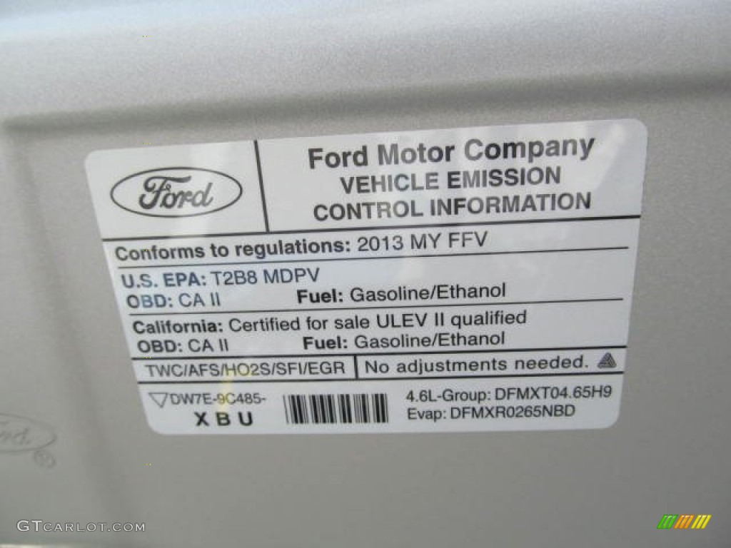 2013 Ford E Series Van E150 Cargo Info Tag Photos