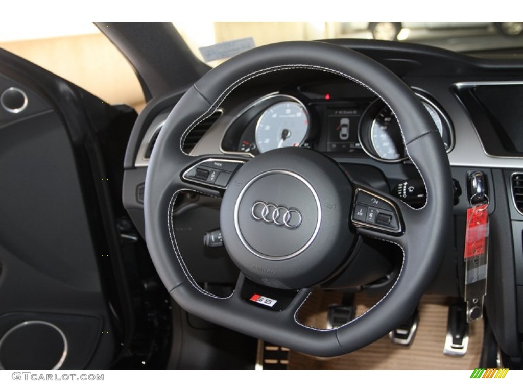 2013 Audi S5 3.0 TFSI quattro Coupe Black Steering Wheel Photo #73406768