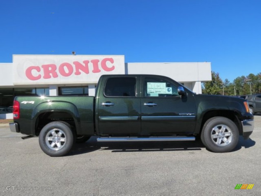 2013 Sierra 1500 SLE Crew Cab 4x4 - Mineral Green Metallic / Very Dark Cashmere/Light Cashmere photo #8