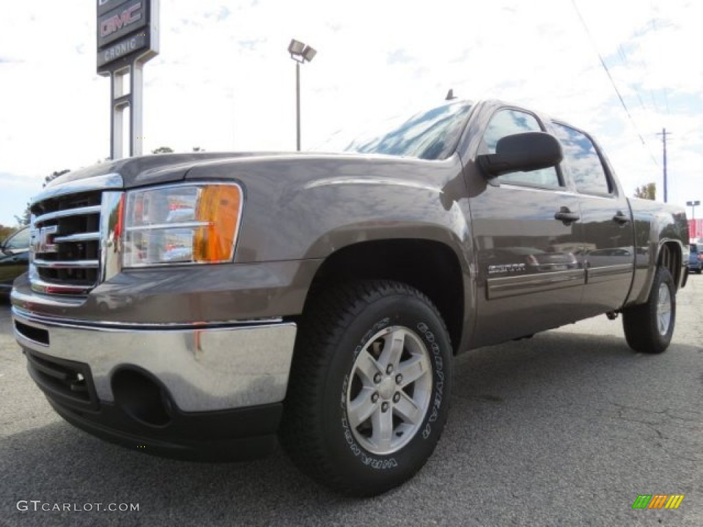 2013 Sierra 1500 SLE Crew Cab - Mocha Steel Metallic / Very Dark Cashmere/Light Cashmere photo #3