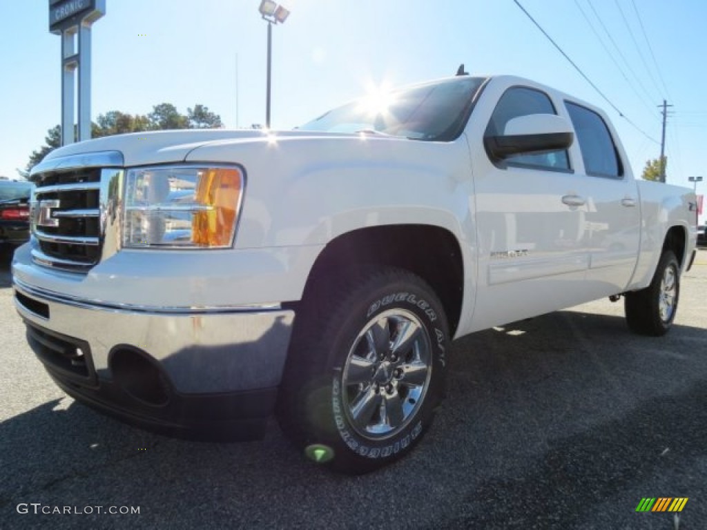 2013 Sierra 1500 SLT Crew Cab 4x4 - Summit White / Very Dark Cashmere/Light Cashmere photo #3