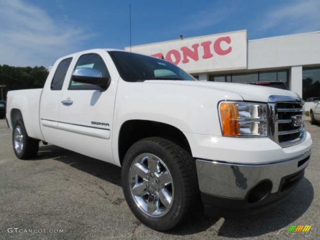 2013 Sierra 1500 SLE Extended Cab - Summit White / Ebony photo #1