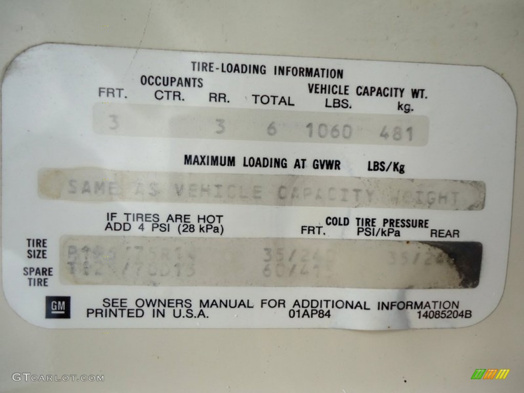 1985 Oldsmobile Cutlass Supreme Brougham Coupe Info Tag Photo #73415807
