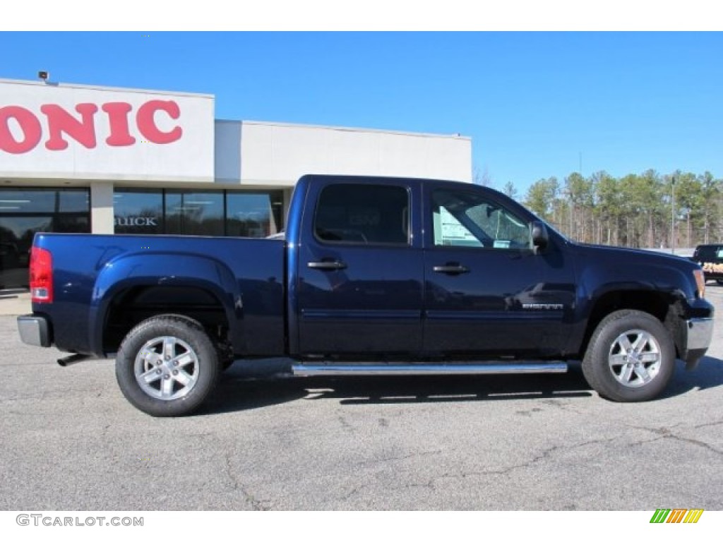 2012 Sierra 1500 SLE Crew Cab - Midnight Blue Metallic / Ebony photo #8