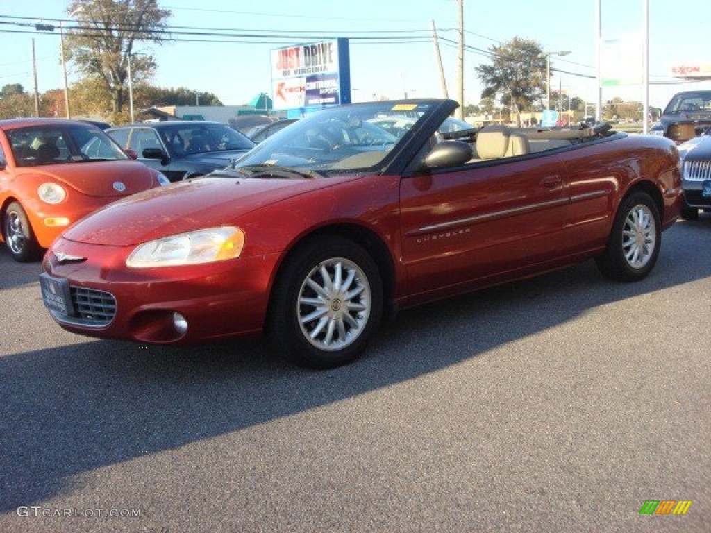 2001 Sebring LXi Convertible - Dark Garnet Red Pearlcoat / Sandstone photo #2