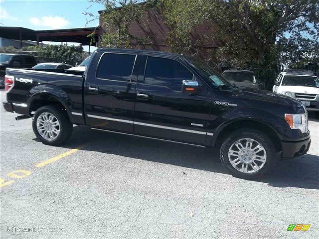 2011 F150 Platinum SuperCrew 4x4 - Tuxedo Black Metallic / Sienna Brown/Black photo #2