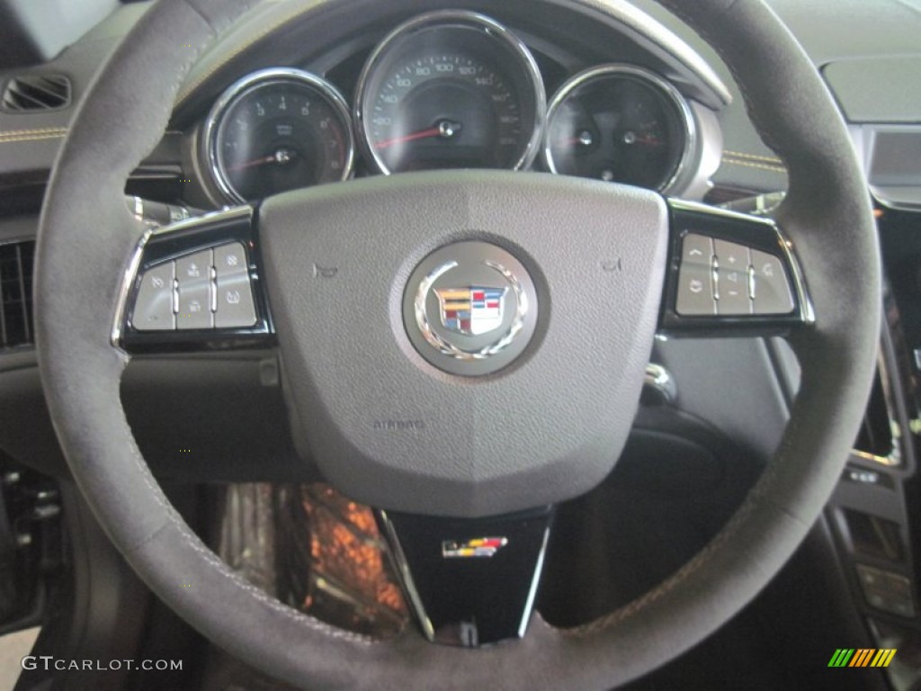 2011 Cadillac CTS -V Coupe Ebony/Saffron Steering Wheel Photo #73423577