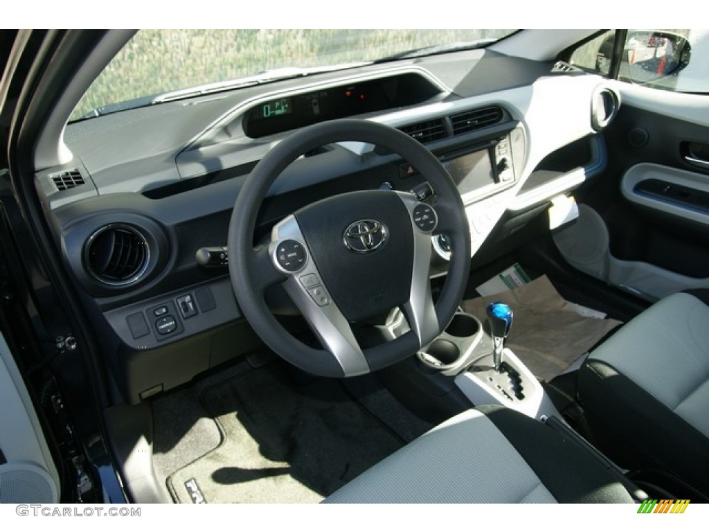 2012 Prius c Hybrid Three - Black Sand Pearl / Light Blue Gray/Black photo #5