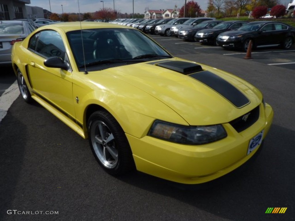 Zinc Yellow 2003 Ford Mustang Mach 1 Coupe Exterior Photo #73434976