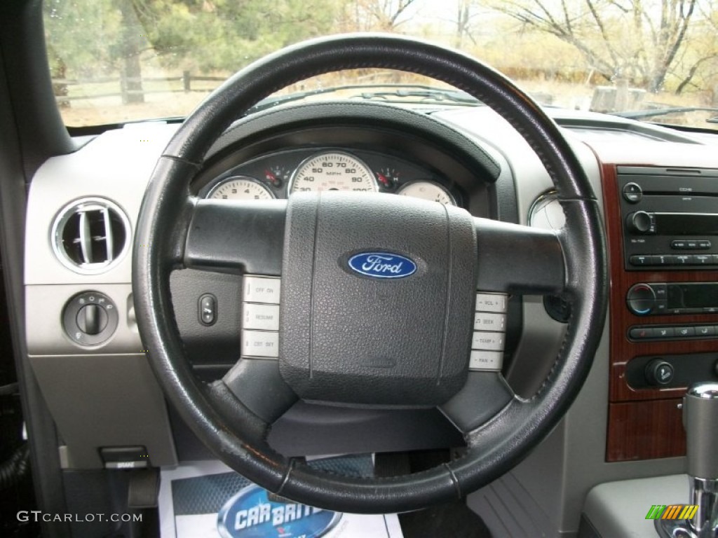 2006 Ford F150 Lariat SuperCab 4x4 Black Steering Wheel Photo #73437541
