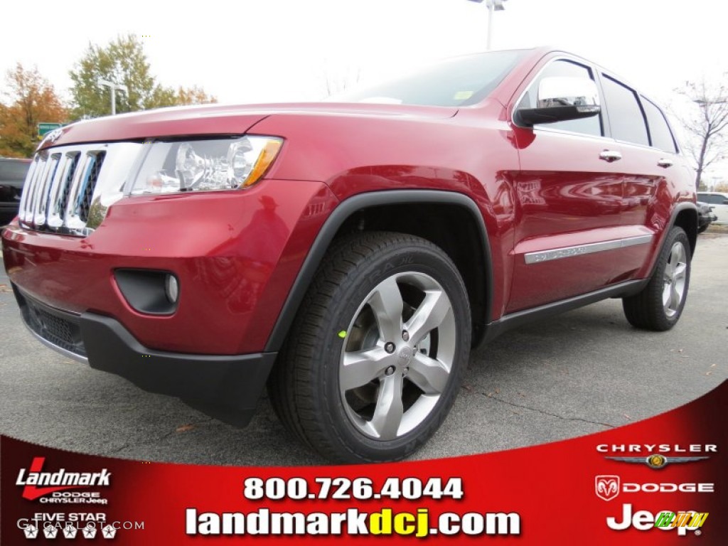 2013 Grand Cherokee Overland 4x4 - Deep Cherry Red Crystal Pearl / New Saddle/Black photo #1