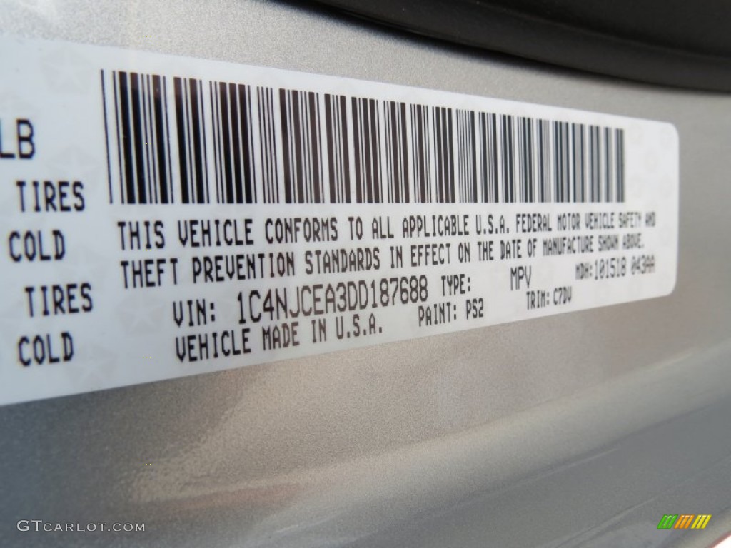 2013 Compass Color Code PS2 for Bright Silver Metallic Photo #73444226