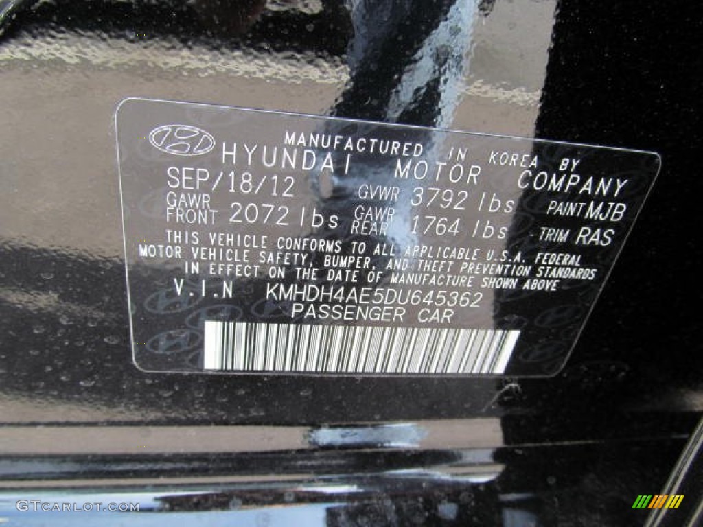 2013 Elantra GLS - Black / Gray photo #10