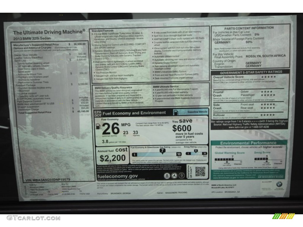 2013 3 Series 328i Sedan - Glacier Silver Metallic / Black photo #28