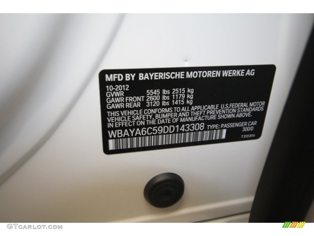 2013 7 Series Color Code 300 for Alpine White Photo #73451785