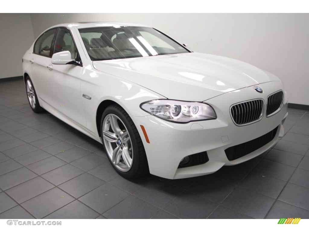 2013 5 Series 535i Sedan - Alpine White / Oyster/Black photo #1