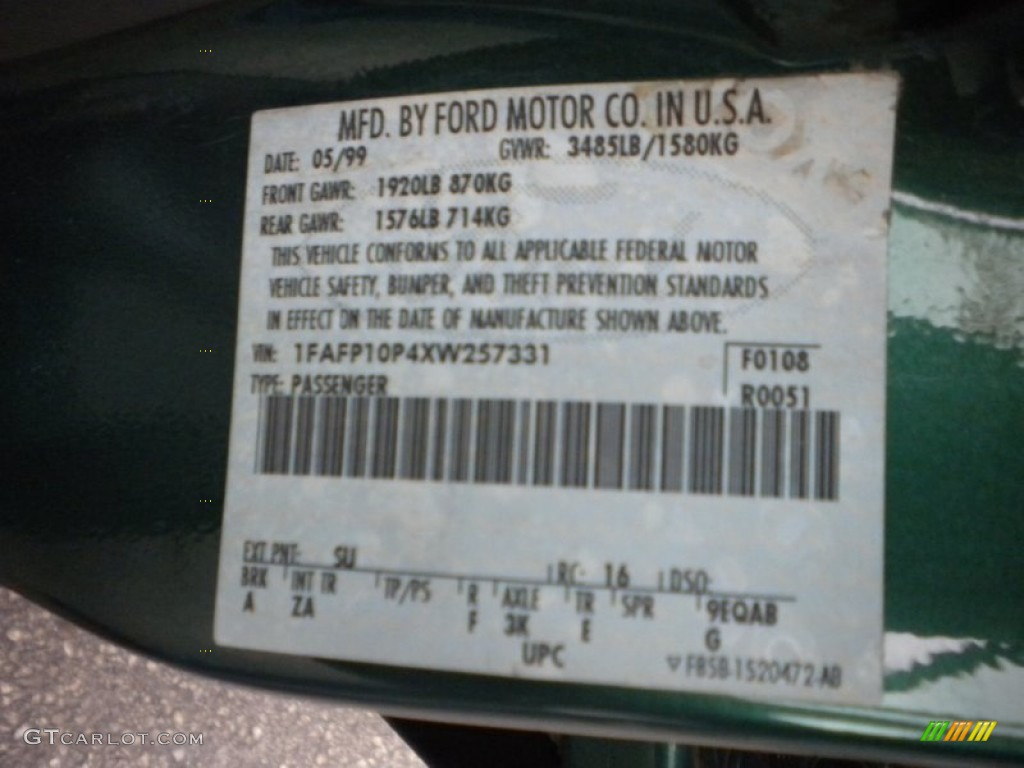 1999 Escort LX Sedan - Tropic Green Metallic / Medium Graphite photo #21