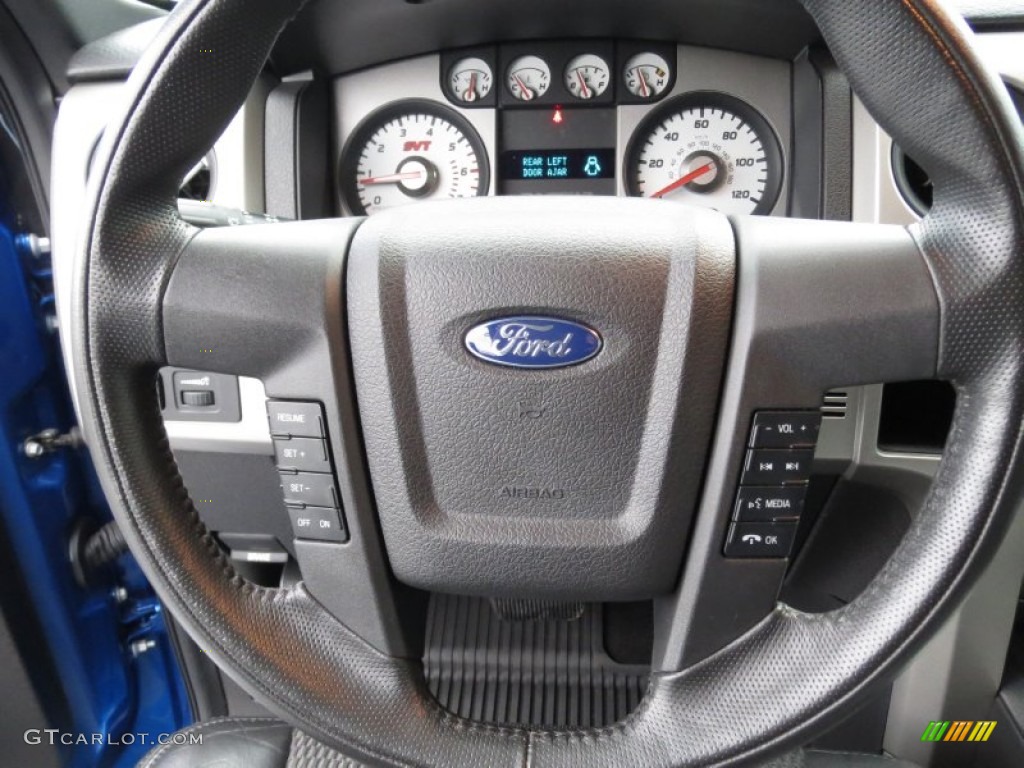 2010 Ford F150 SVT Raptor SuperCab 4x4 Raptor Black Steering Wheel Photo #73465493