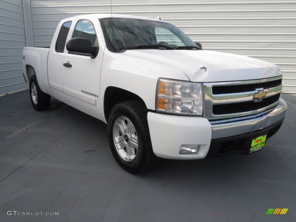 2008 Silverado 1500 LT Extended Cab 4x4 - Summit White / Light Titanium/Ebony Accents photo #1