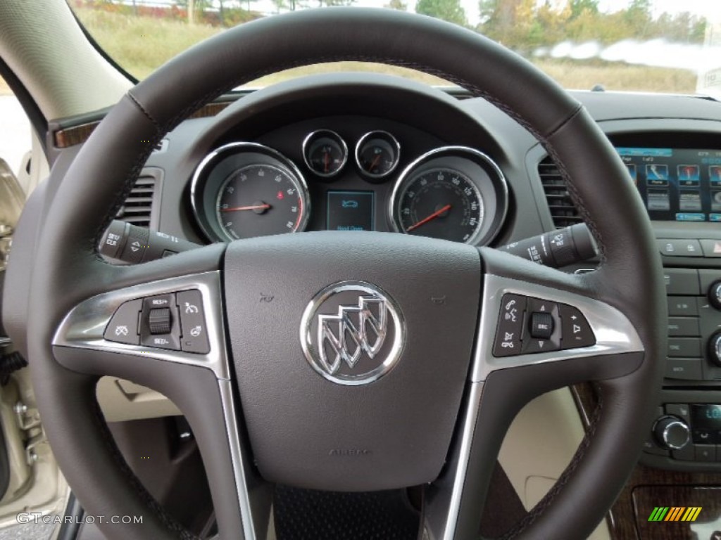 2013 Buick Regal Turbo Cashmere Steering Wheel Photo #73469342