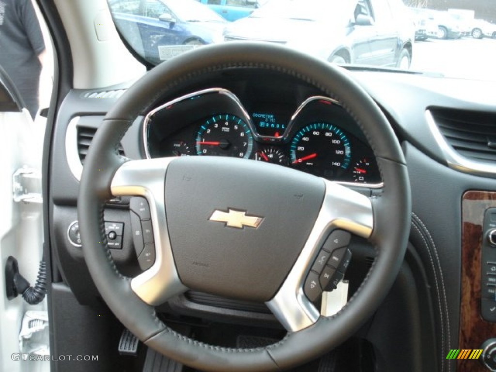 2013 Chevrolet Traverse LT AWD Ebony Steering Wheel Photo #73473856